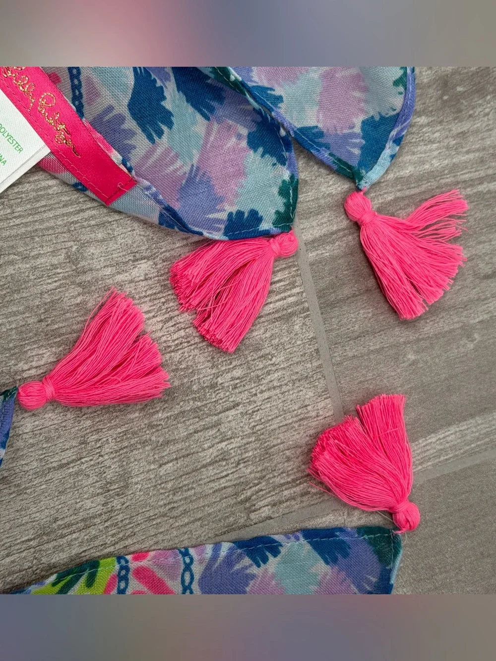 Lilly Pulitzer Seaspray Resort Wrap vibrant, tropical floral pattern tassels